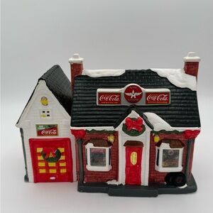 Christmas Snow Village Town Square Collection COCA COLA Flying "A" Gas Station